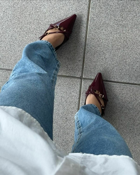 Scarpin Chanel Verniz Slingback Bordô - 7cm com Fivela - comprar online