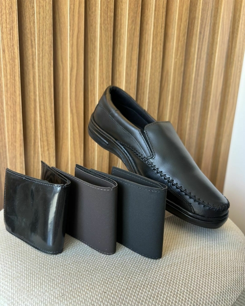 Porta-Cartão Slim Preto com acabamento em camurça - 1604 - comprar online