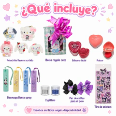 Set Regalo Kawaii Nena Maquillaje Peluche Llavero Stickers - comprar online