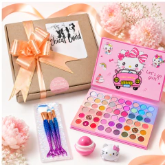Set Maquillaje Hello Kitty Sanrio Paleta 54 Tonos + Brochas + Bálsamo