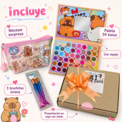 Set Maquillaje Capibara: Paleta 54 Tonos + Neceser + Brochas - tienda online