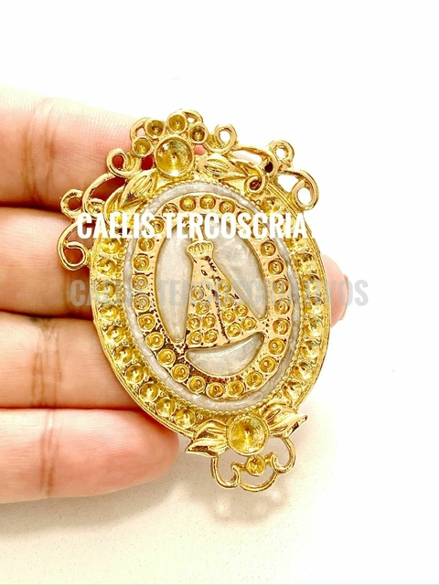 Medalhão Entremeio N Sra Aparecida p/ Terço Luxo Noiva Arabesco 6cm - comprar online