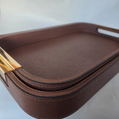 Bandeja Cuero Rectangular MARRON - comprar online