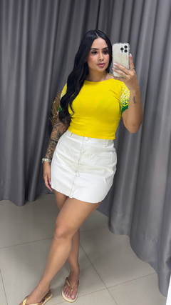 Cropped Tricot Brasil Amarelo - Anna Closet DF 