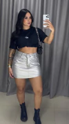 Short Saia Com Cinto Couro - Prata - comprar online