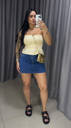 Saia Jeans Com Elastano - Lavagem Tradicional Disponível 36 e 38 - comprar online