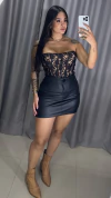 Short Saia courino - Preto