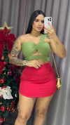 Cropped Nula Manga Tricot - Verde