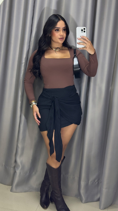 Body Milena Decote Quadrado - Marrom - comprar online