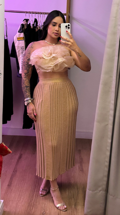 Saia Midi Lurex Dourado - Anna Closet DF 