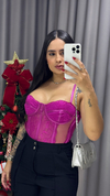Corset Renda - Fúcsia