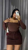 Saia Jeans Cargo - Marrom