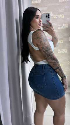 Saia Jeans Com Elastano - Lavagem Tradicional - comprar online