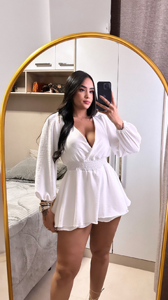Macaquinho Transpassado Julia - Crepe Premium Branco na internet
