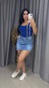 Cropped Tricot Modal Decote Reto Azul - comprar online