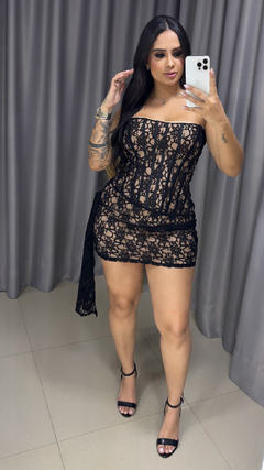 Vestido Corset Rendado - Preto na internet