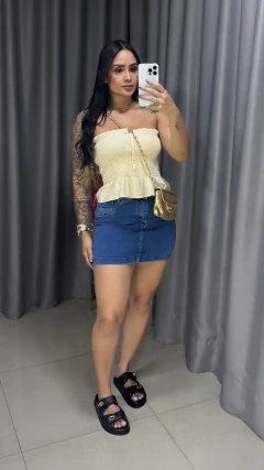 Saia Jeans Com Elastano - Lavagem Tradicional Disponível 36 e 38 - loja online