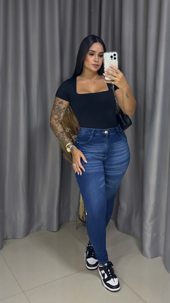 Body Decote Quadrado Manga Curta - Preto - loja online