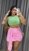 Cropped Crepe Scuba - Verde Água