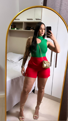 Short Alfaiataria Com Ziper na Lateral Vermelho - loja online