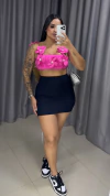 Cropped Aplicação De Flores - Pink - comprar online