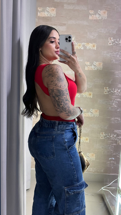 Body Costas Nua e Abertura - Vermelho - Anna Closet DF 