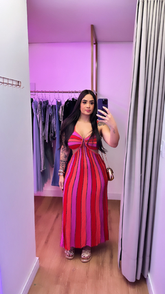 Vestido Listras com Lurex