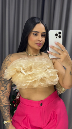 Cropped Fashion Flor - Nude na internet