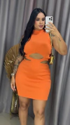 Vestido com Recortes Tricot Premium - Laranja - comprar online