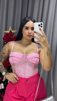 Corset Renda - Rosa