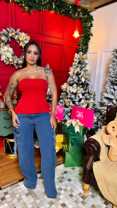 Blusa Jade Tricot Premium Peplum - Vermelho - Anna Closet DF 