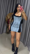 Vestido Livia Jeans Com Malha - Jeans Claro