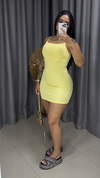 Vestido Tubinho Poliamida Canelado Fibra - Amarelo