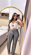 Cropped Nula Manga Tricot Premium Com Lurex - Branco