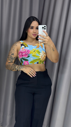 Cropped Estampado - Azul bebê