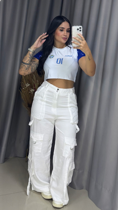 Cropped Paetê Brasil Amanda Branco - Anna Closet DF 