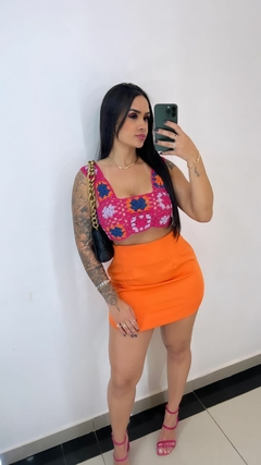 Saia Alfaiataria Curtinha Laranja