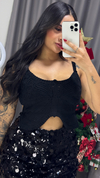 Cropped Borboleta Costas Nuas - Preto
