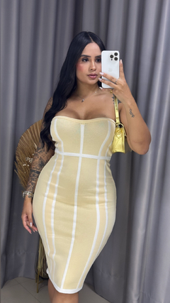 Vestido Erika Tomara Que Caia Tricot Premium - Amarelo Manteiga