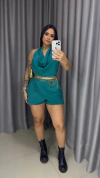 Macaquinho Jade Crepe Seda - Verde Esmeralda - comprar online