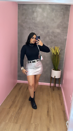 Cinto Ana Castela PRETO - Fivela Prata Redonda - comprar online
