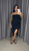 Vestido Tubinho Midi Com Fenda - Preto - comprar online
