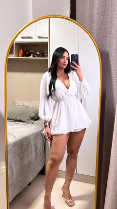 Macaquinho Transpassado Julia - Crepe Premium Branco