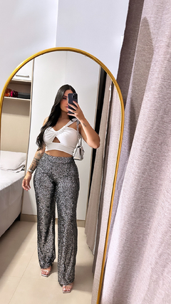 Cropped Nula Manga Tricot Premium Com Lurex - Branco - comprar online