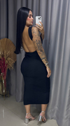 Vestido Ana Costas Nua Canelado Algodão - Preto