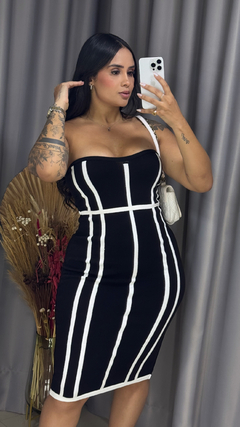 Vestido Erika Tomara Que Caia Tricot Premium- P &B - Anna Closet DF 