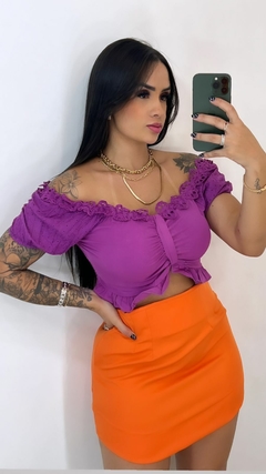 Saia Alfaiataria Curtinha Laranja - loja online