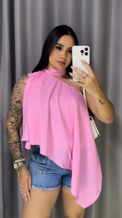 Blusa Assimétrica Nula Manga - Rosa