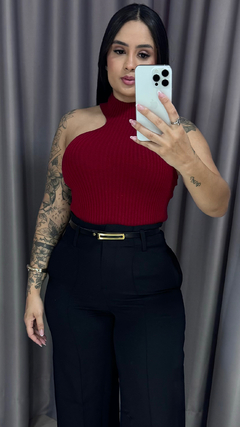 Blusa Tricot Gola Alta - Vinho na internet