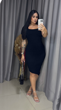 Vestido Tubinho Decote Quadrado - Preto na internet
